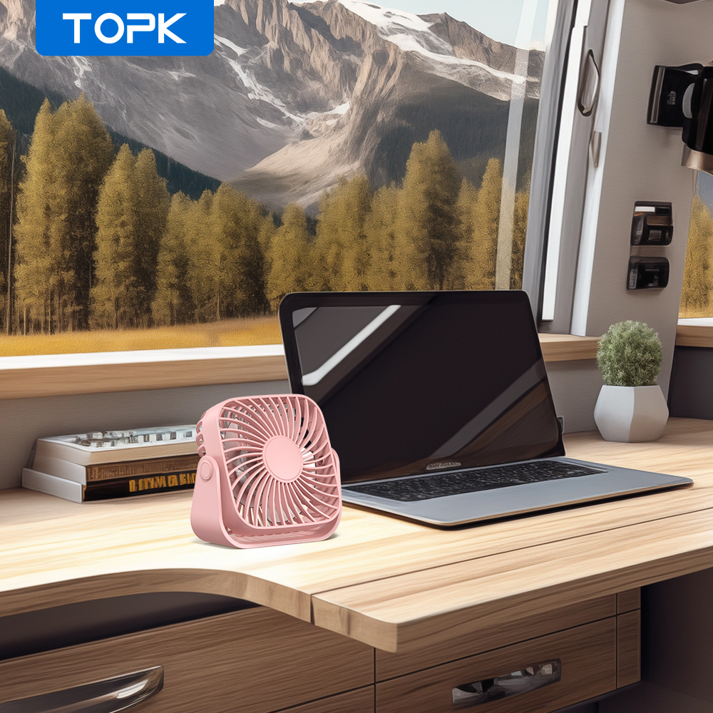 Mô tả Quạt để bàn di động TOPK Quạt bàn điện Mini nhỏ có thể sạc lại USB Thích hợp để sử dụng tại nhà, ô tô, văn phòng, máy tính để bàn, cắm trại hoặc du lịch - 9