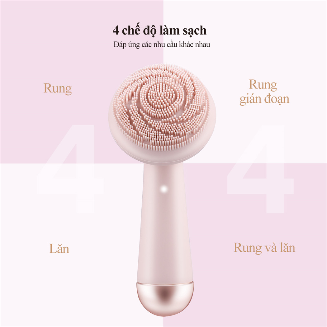 Mô tả CkeyiN Máy rửa mặt hoạt động điện có đầu lăn mát xa silicone chống thấm nước sạc USB tiện lợi MR568 - 1