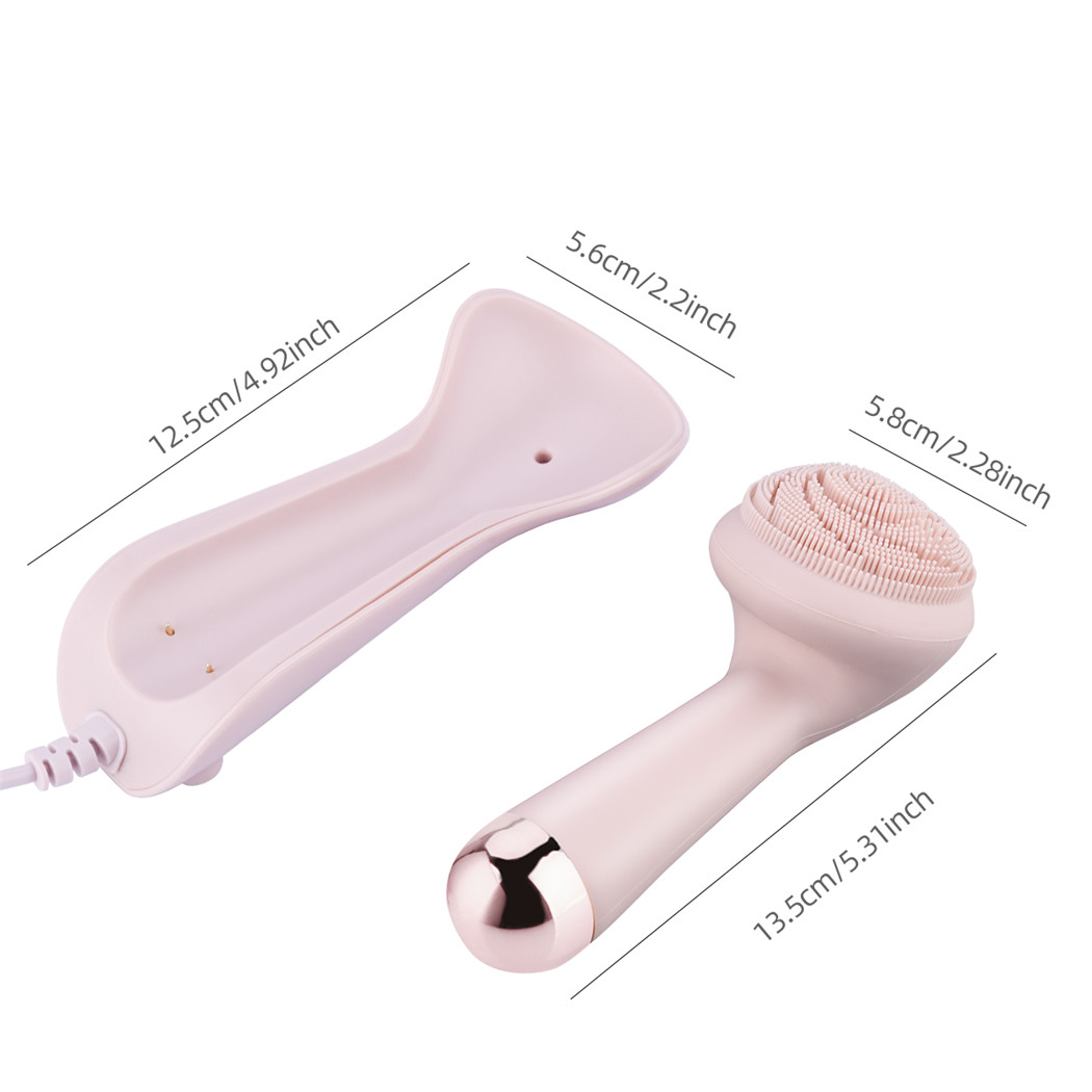 Mô tả CkeyiN Máy rửa mặt hoạt động điện có đầu lăn mát xa silicone chống thấm nước sạc USB tiện lợi MR568 - 6