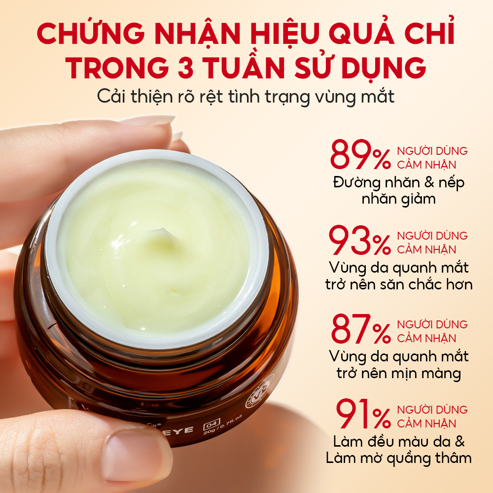 Mô tả Kem Dưỡng Mắt VIBRANT GLAMOUR Retinol Gấp Đôi, Giảm Nếp Nhăn & Mờ Vết Chân Chim & Giảm Quầng Thâm & Nuôi Dưỡng Và Phục Hồi Sâu Vùng Da Quanh Mắt 20g - 6