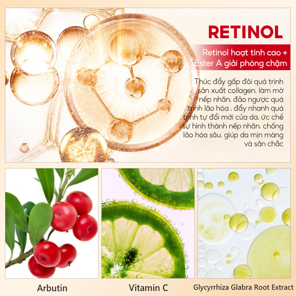 Mô tả Kem Dưỡng Mắt VIBRANT GLAMOUR Retinol Gấp Đôi, Giảm Nếp Nhăn & Mờ Vết Chân Chim & Giảm Quầng Thâm & Nuôi Dưỡng Và Phục Hồi Sâu Vùng Da Quanh Mắt 20g - 7