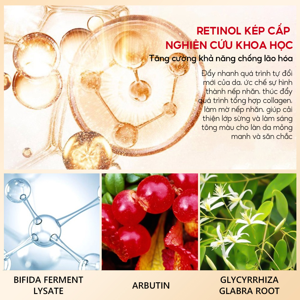 Mô tả Tinh chất dưỡng mắt Retinol VIBRANT GLAMOUR Chống lão hóa Chống nhăn và bọng mắt 30ml - 8
