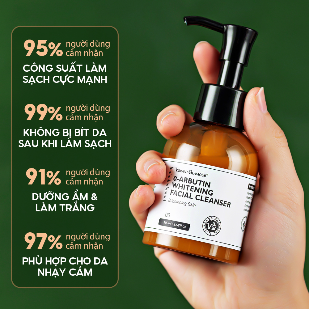 Mô tả Sữa rửa mặt α-Arbutin VIBRANT GLAMOUR Làm sạch sâu & làm trắng & cải thiện vết thâm & chống oxy hóa 100g - 7