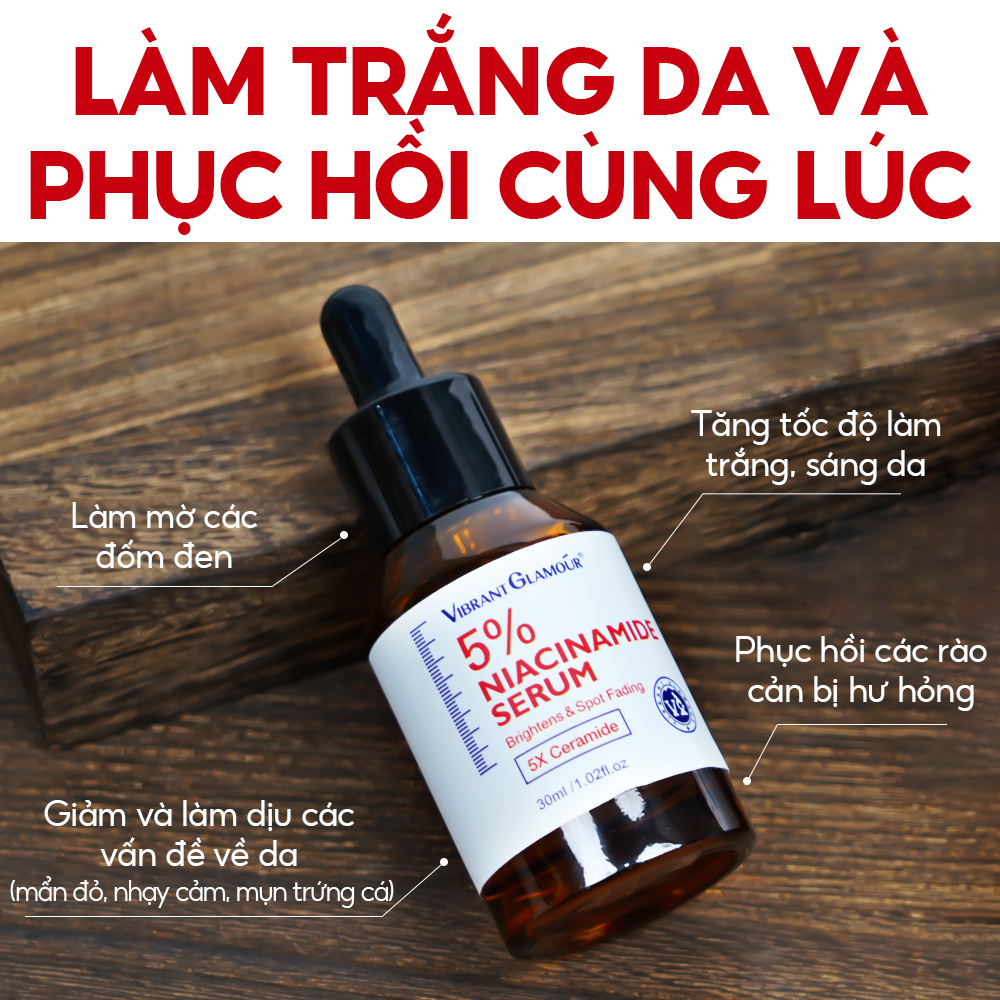 Mô tả Serum 5% Niacinamide VIBRANT GLAMOUR 5X Ceramide Làm trắng và Giảm vết thâm tàn nhang & Giảm mụn trứng cá và mẩn đỏ 30ml - 8