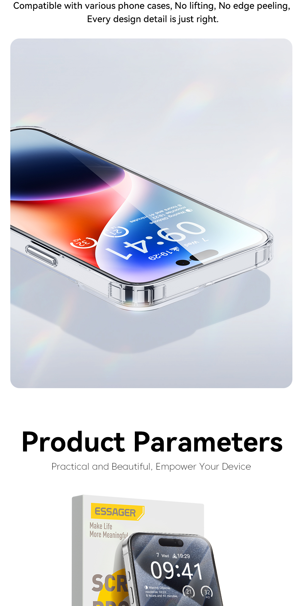 Essager HD cho iphone 13 14 15 Phim cường lực toàn màn hình 2 CÁI