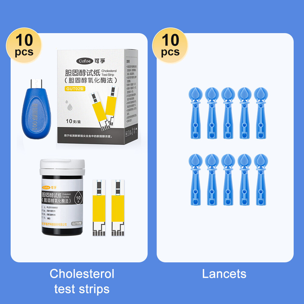 Mô tả Dải kiểm tra đường huyết Cofoe Cholesterol Uric Acid cho màn hình thử nghiệm đa chức năng 3 trong 1 với Lancet miễn phí - 1