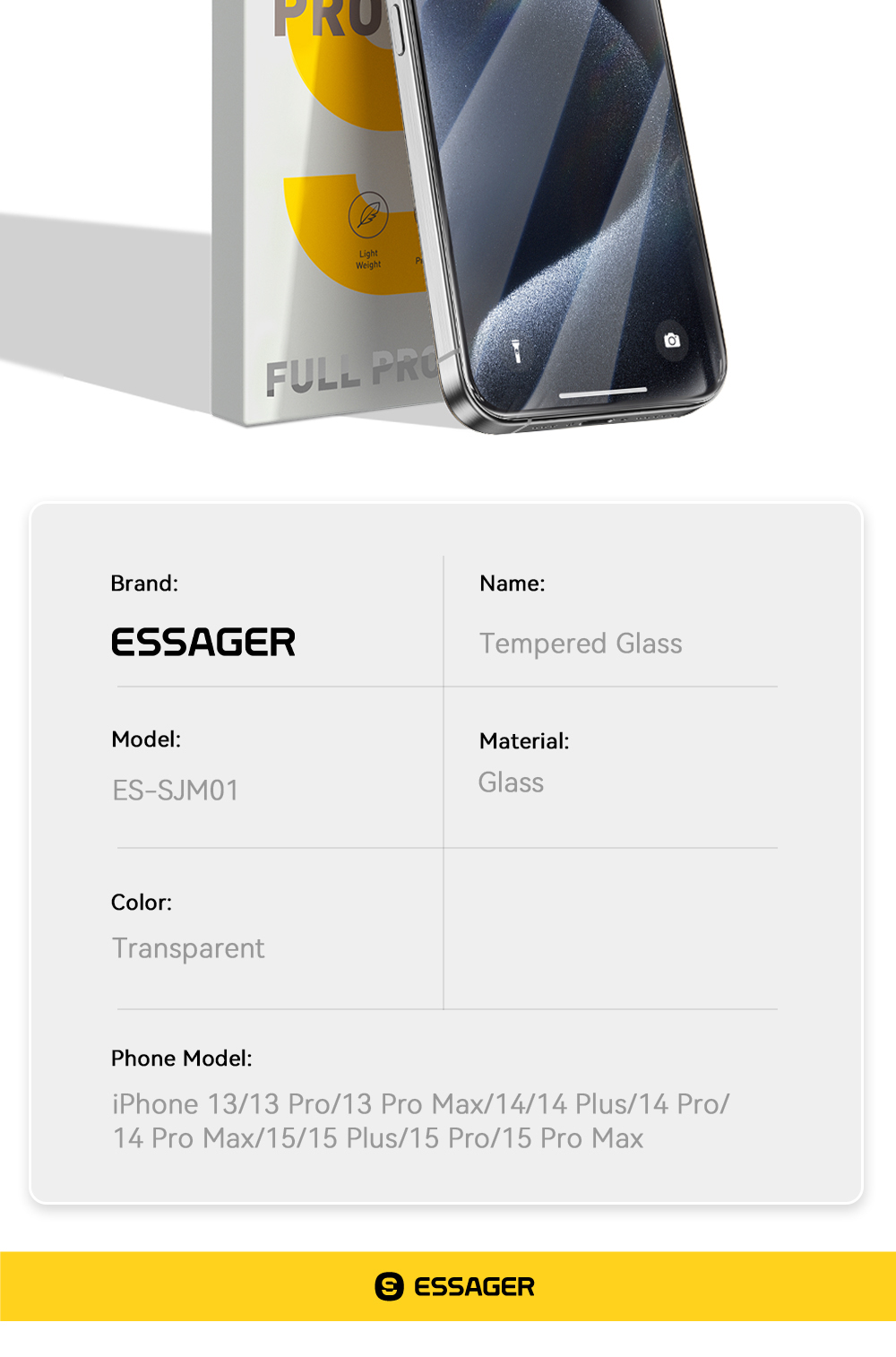 Essager HD cho iphone 13 14 15 Phim cường lực toàn màn hình 2 CÁI