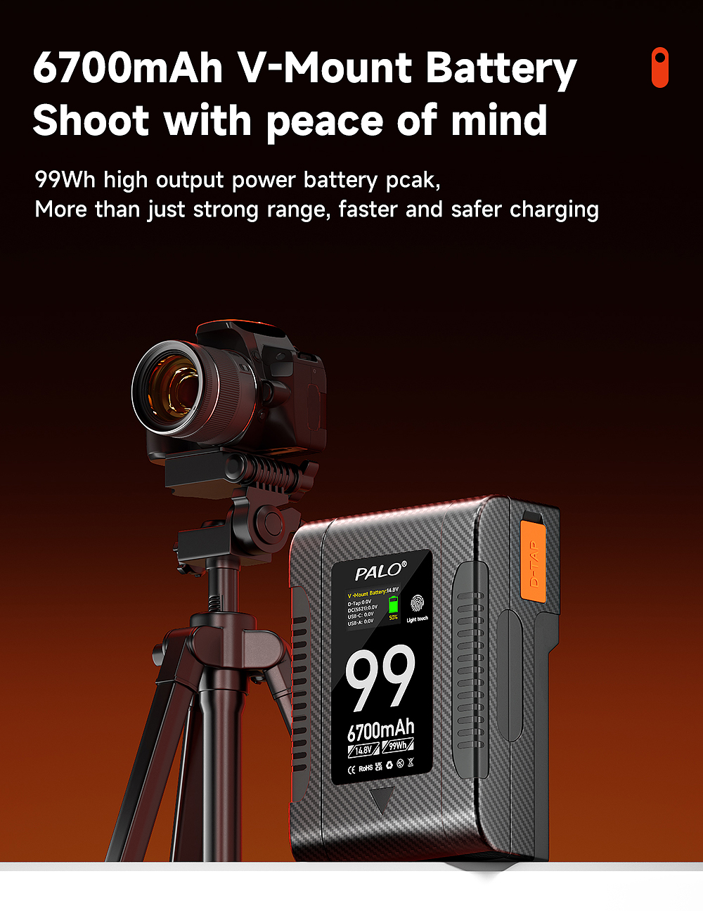 Pin V-mount CITYORK BP-99W 6700mAh Pin hình chữ V Pin gắn chữ V Pin đèn ...