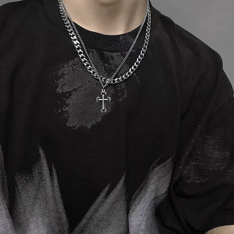 Mô tả 17KM Vòng cổ Mạ Bạc Nhiều Lớp unisex y2k Phong Cách hip hop Phụ kiện trang sức - 3