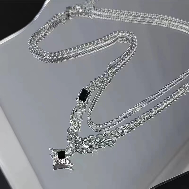Mô tả 17KM Vòng cổ Mạ Bạc Nhiều Lớp unisex y2k Phong Cách hip hop Phụ kiện trang sức - 5