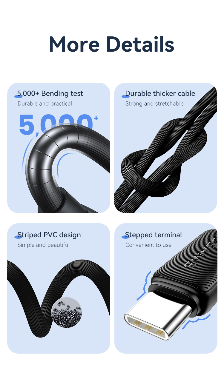 Usams USB C sang USB Type C cho Samsung iP Xiaomi PD 60W Cáp cho máy tính xách tay MacBook iPad Pro Type-C sang Type-C Sạc nhanh – ảnh mô tả chi tiết 8