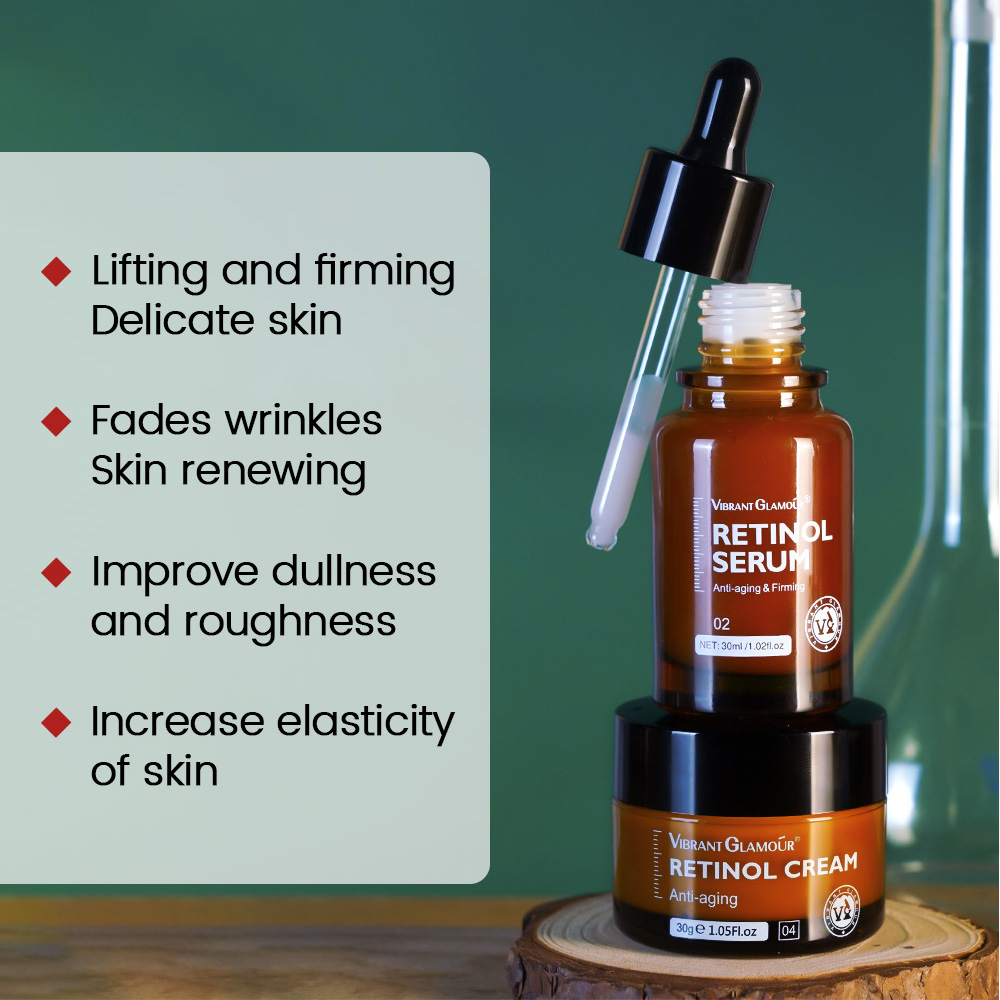 Mô tả Vitamin C+Retinol Bộ VIBRANT GLAMOUR（Serum+Kem）Làm trắng Chống lão hóa da Trẻ hóa đều màu da 4pcs - 3
