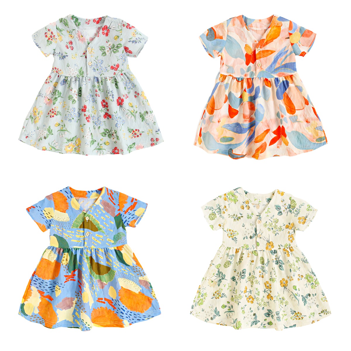 Mô tả Sanlutoz Bé Gái Đầm Mùa Hè Tay Ngắn Cotton Bé Gái Váy Ngày Lễ - 2