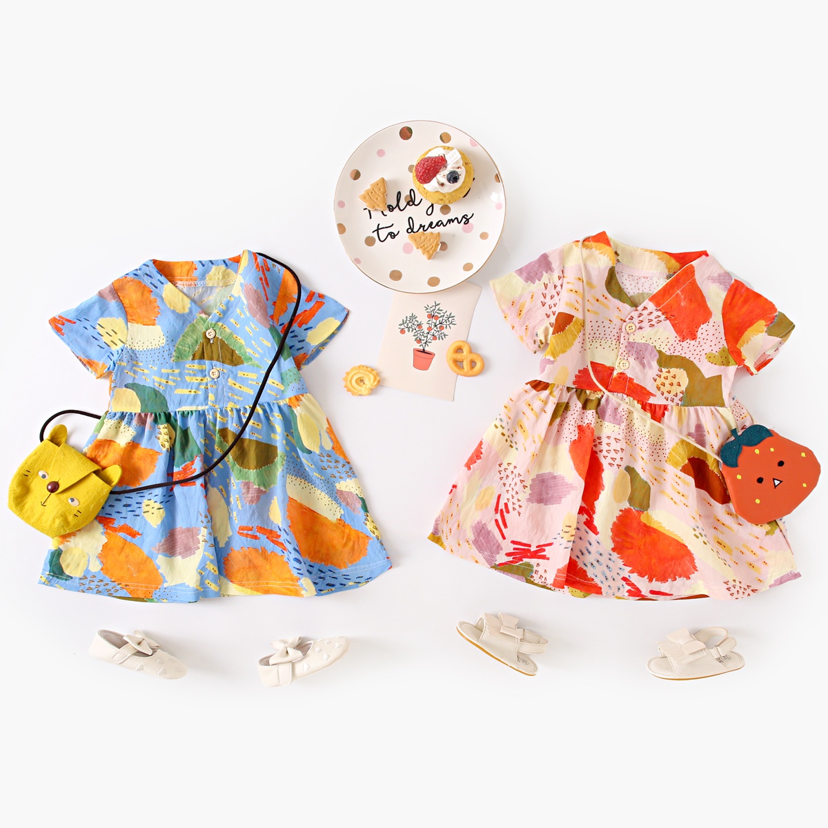 Mô tả Sanlutoz Bé Gái Đầm Mùa Hè Tay Ngắn Cotton Bé Gái Váy Ngày Lễ - 3