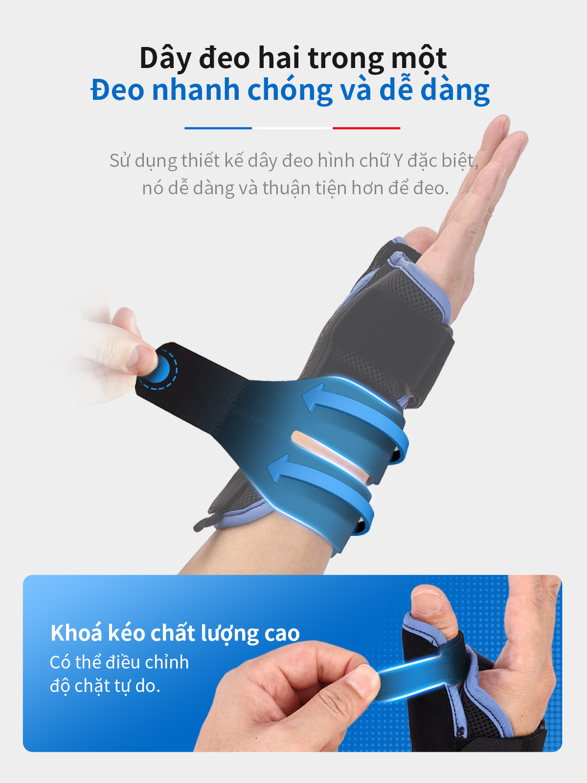 Mô tả Đai đeo bảo vệ cổ tay và bàn tay VELPEAU với nẹp Spica hỗ trợ điều trị hội chứng De Quervain, hội chứng cổ tay, viêm khớp, viêm cơ, vết thương và giảm đau chấn thương thể thao. - 6