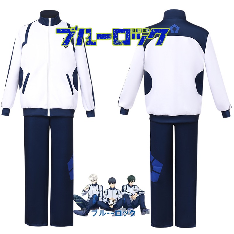 Blue lock cosplay quần áo thể thao áo khoác có dây kéo bộ trang phục ...