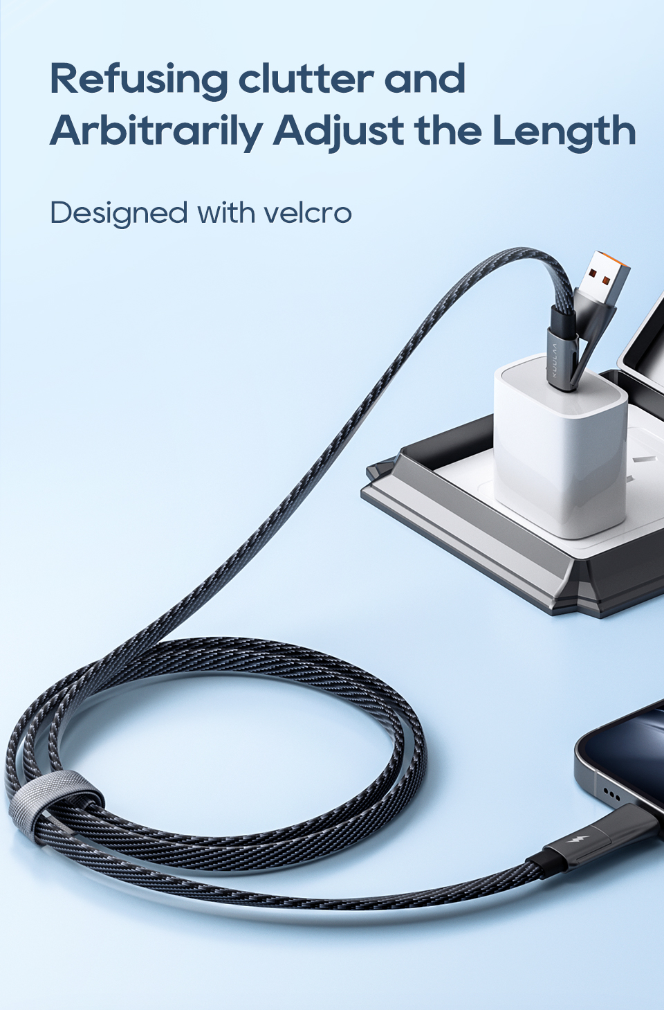 Mô tả Cáp USB C KUULAA Cáp USB-C 4 trong 1 Cáp sạc USB-C 60W có móc và vòng buộc và quản lý cáp Cáp PD loại C thích hợp để sạc nhanh iPhone Androi - 6