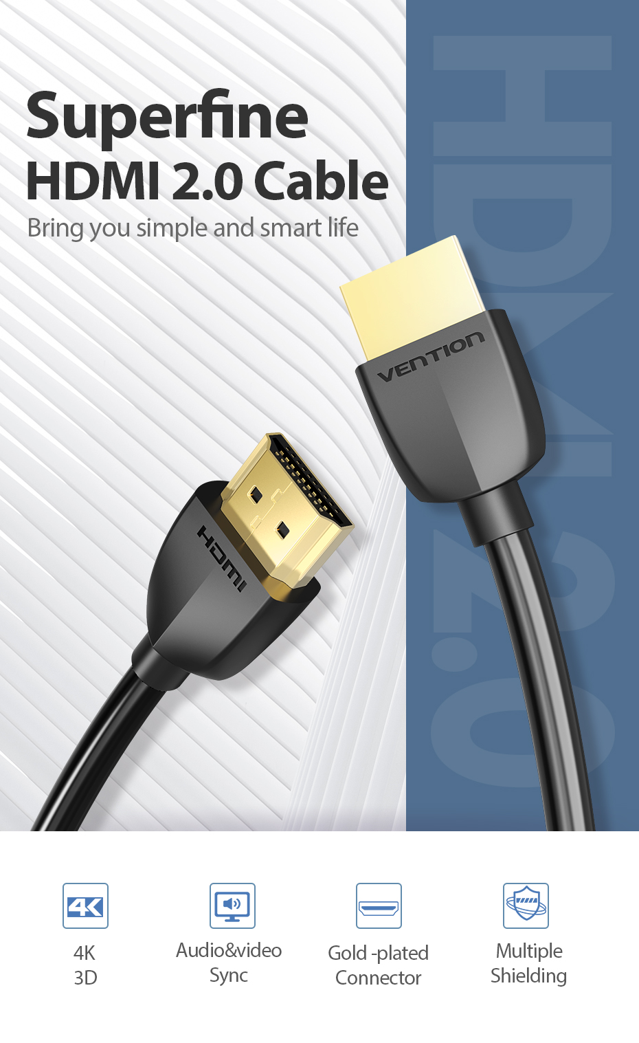 Đầu Cáp HDMI Mạ Vàng Vention
