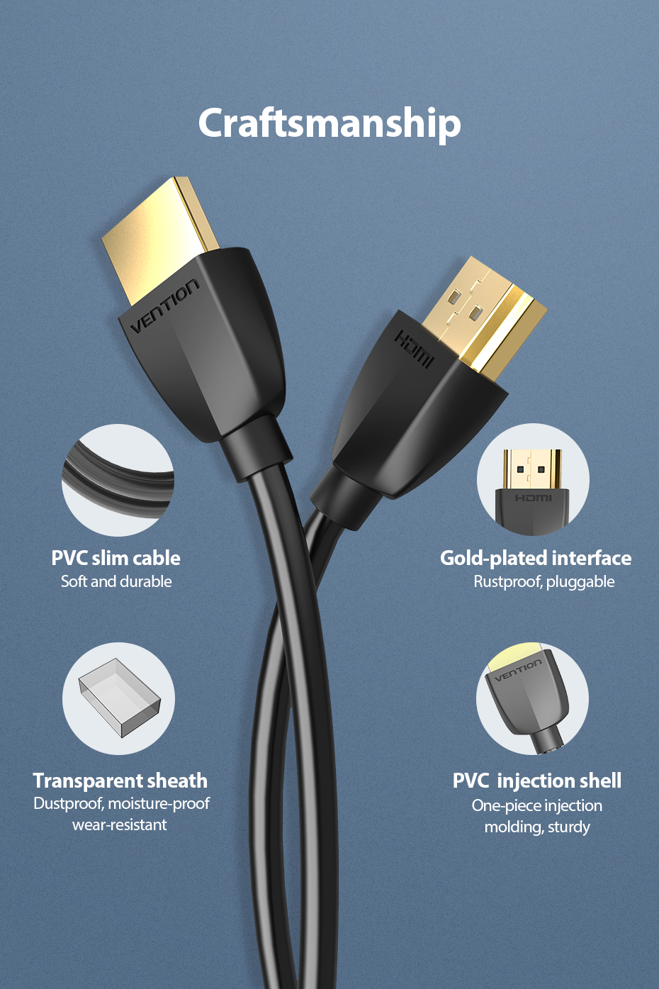 Cáp HDMI Vention Tương Thích Máy Chiếu