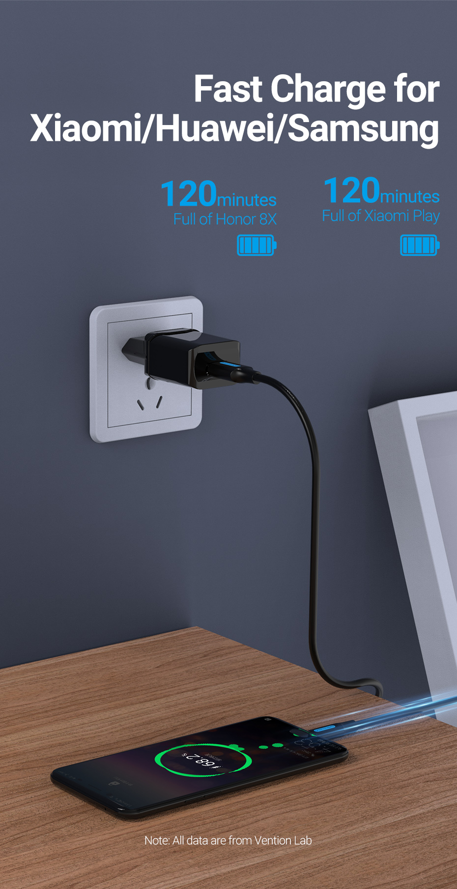 Mô tả Cáp Micro USB Vention 3A sạc nhanh USB A sang Micro-USB 2.0 truyền dữ liệu cho Android - 3