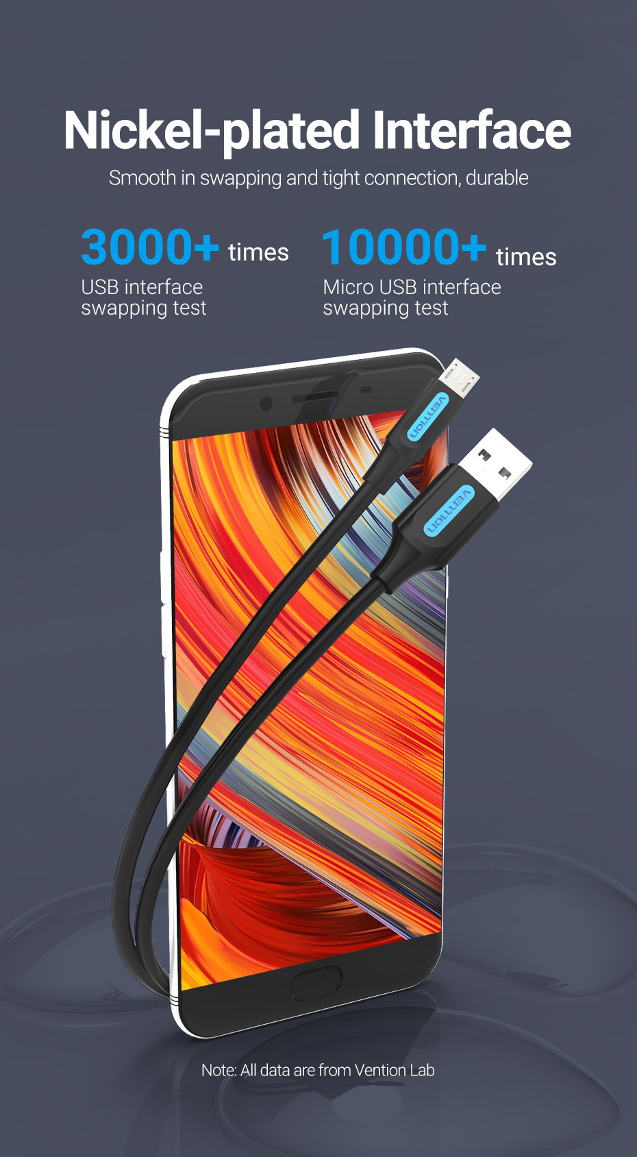 Mô tả Cáp Micro USB Vention 3A sạc nhanh USB A sang Micro-USB 2.0 truyền dữ liệu cho Android - 5