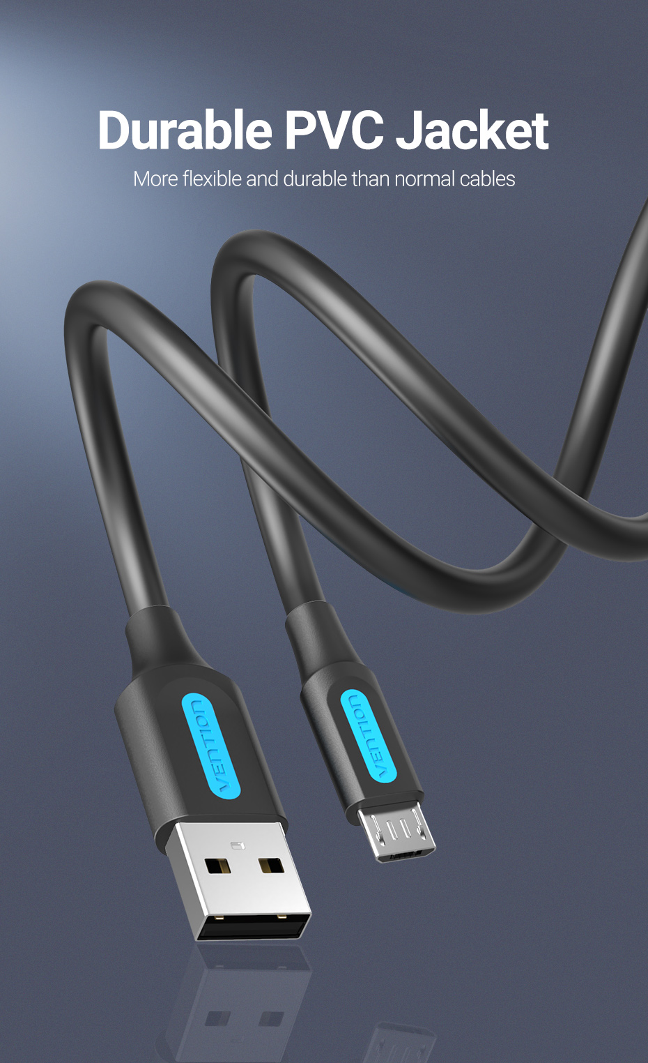 Mô tả Cáp Micro USB Vention 3A sạc nhanh USB A sang Micro-USB 2.0 truyền dữ liệu cho Android - 7