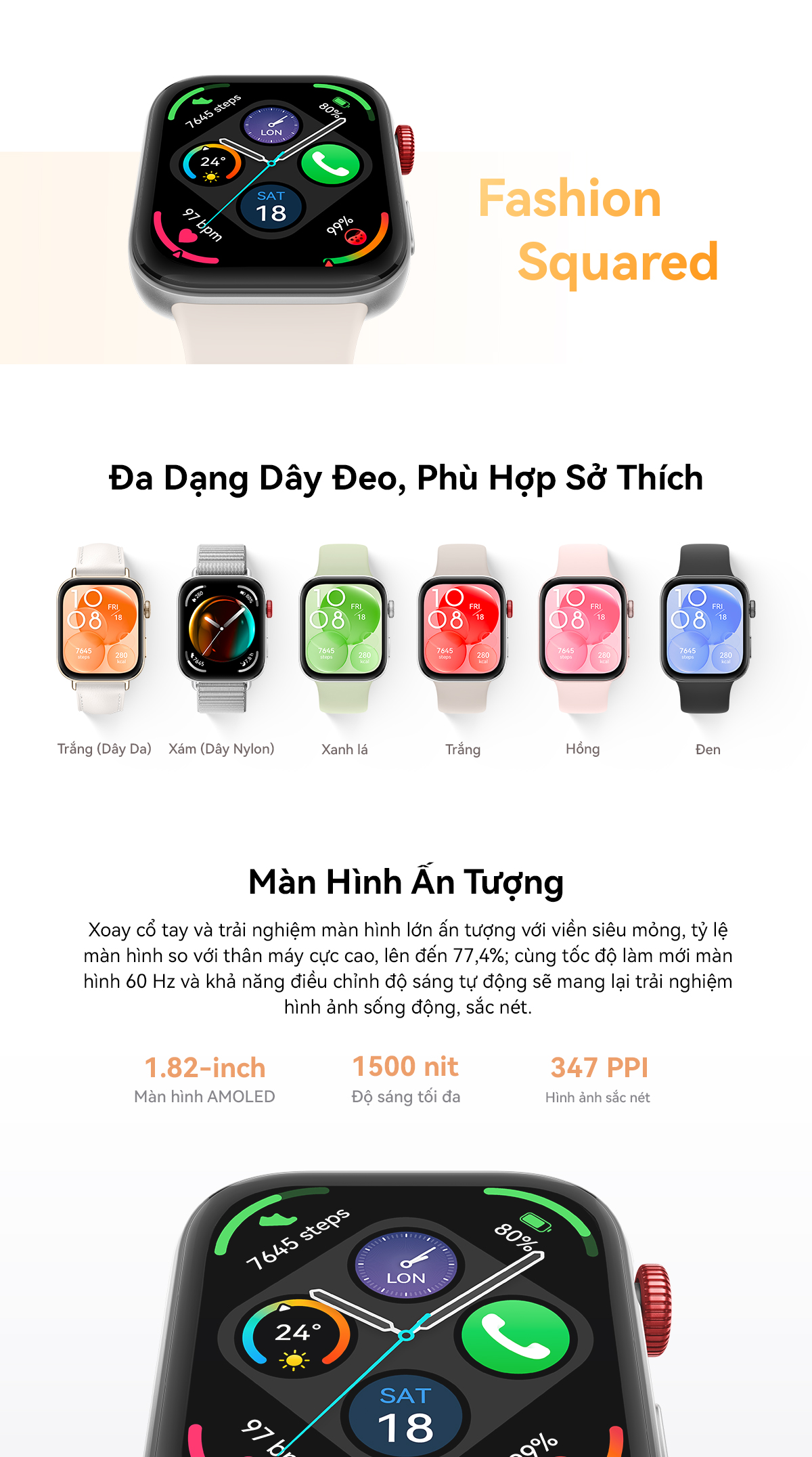 Mô tả Đồng Hồ Thông Minh HUAWEI WATCH FIT 3 | Thiết Kế Mỏng Nhẹ | Màn Hình AMOLED 1.82" | Quản Lý Tập Luyện Toàn Diện - 2