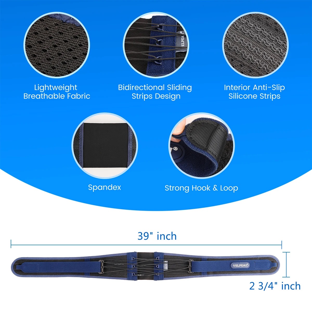 Mô tả Velpeau Sacroiliac Si Joint Hip Belt dành cho nam và nữ Hỗ trợ lưng dưới chống trượt cho đau thần kinh tọa, vùng chậu, giảm đau thắt lưng - 3