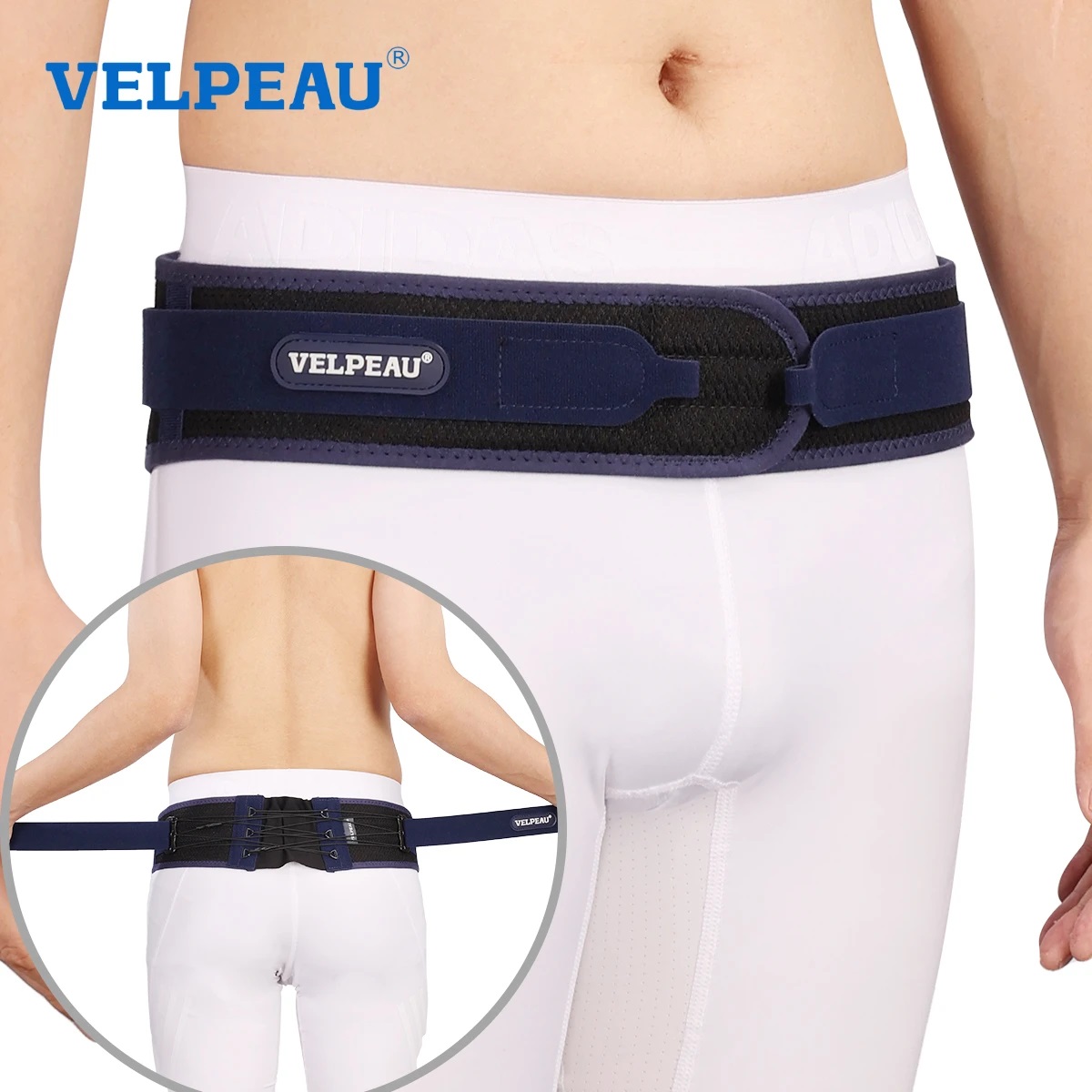 Mô tả Velpeau Sacroiliac Si Joint Hip Belt dành cho nam và nữ Hỗ trợ lưng dưới chống trượt cho đau thần kinh tọa, vùng chậu, giảm đau thắt lưng - 6
