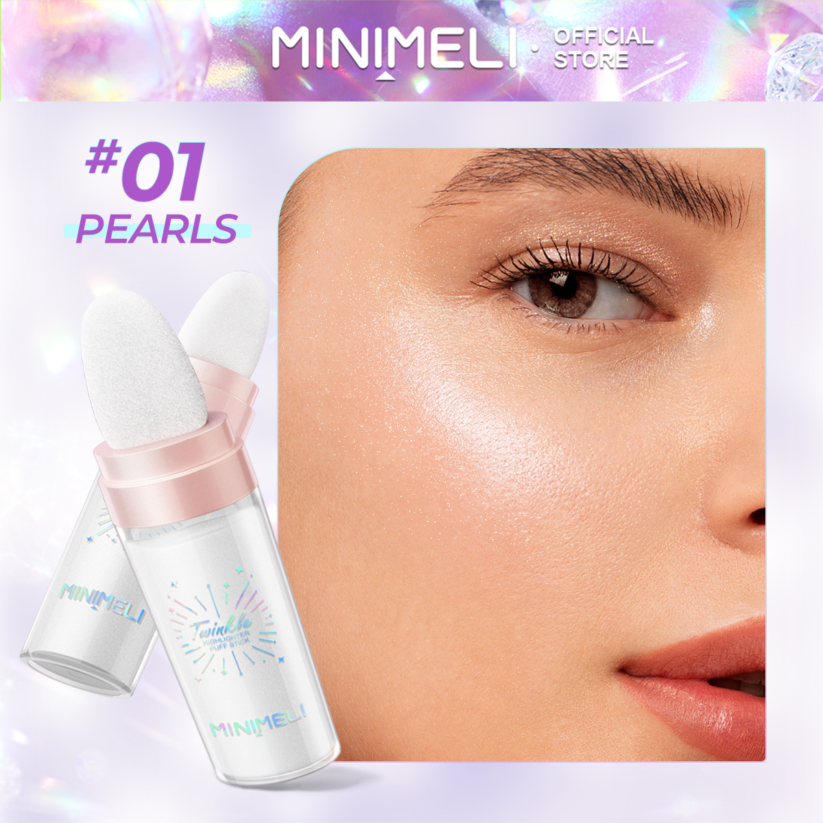 Mô tả Minimeli Highlighter Powder Long lanh Chống thấm nước Shimmer Blush Multi-Part Highlighting Women Face Body Beauty Makeup - 2