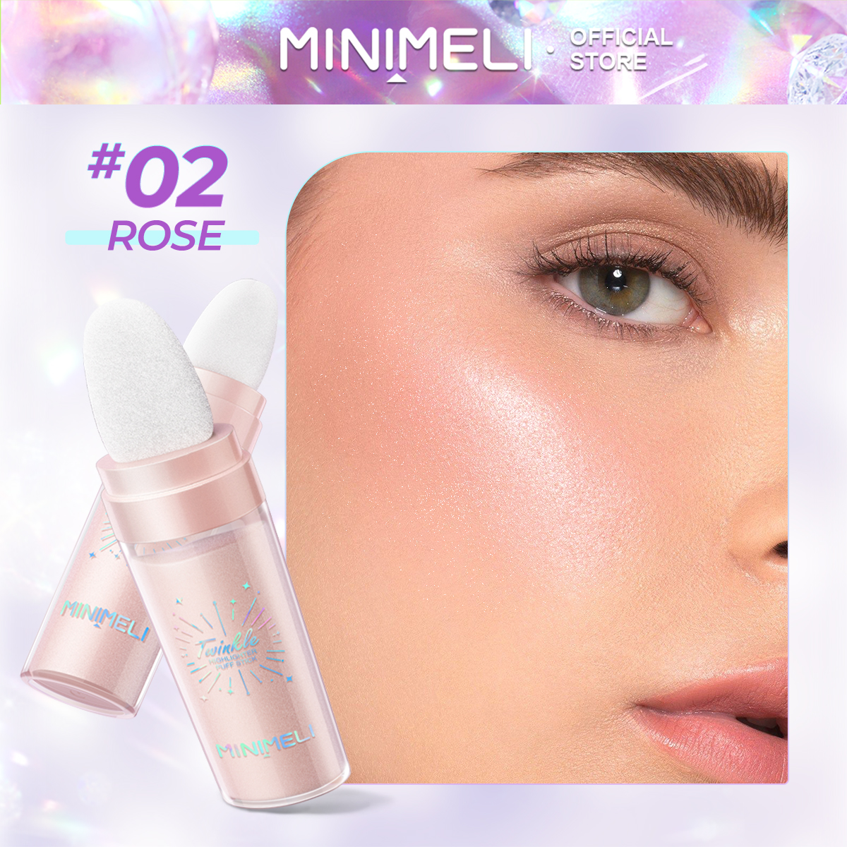 Mô tả Minimeli Highlighter Powder Long lanh Chống thấm nước Shimmer Blush Multi-Part Highlighting Women Face Body Beauty Makeup - 3