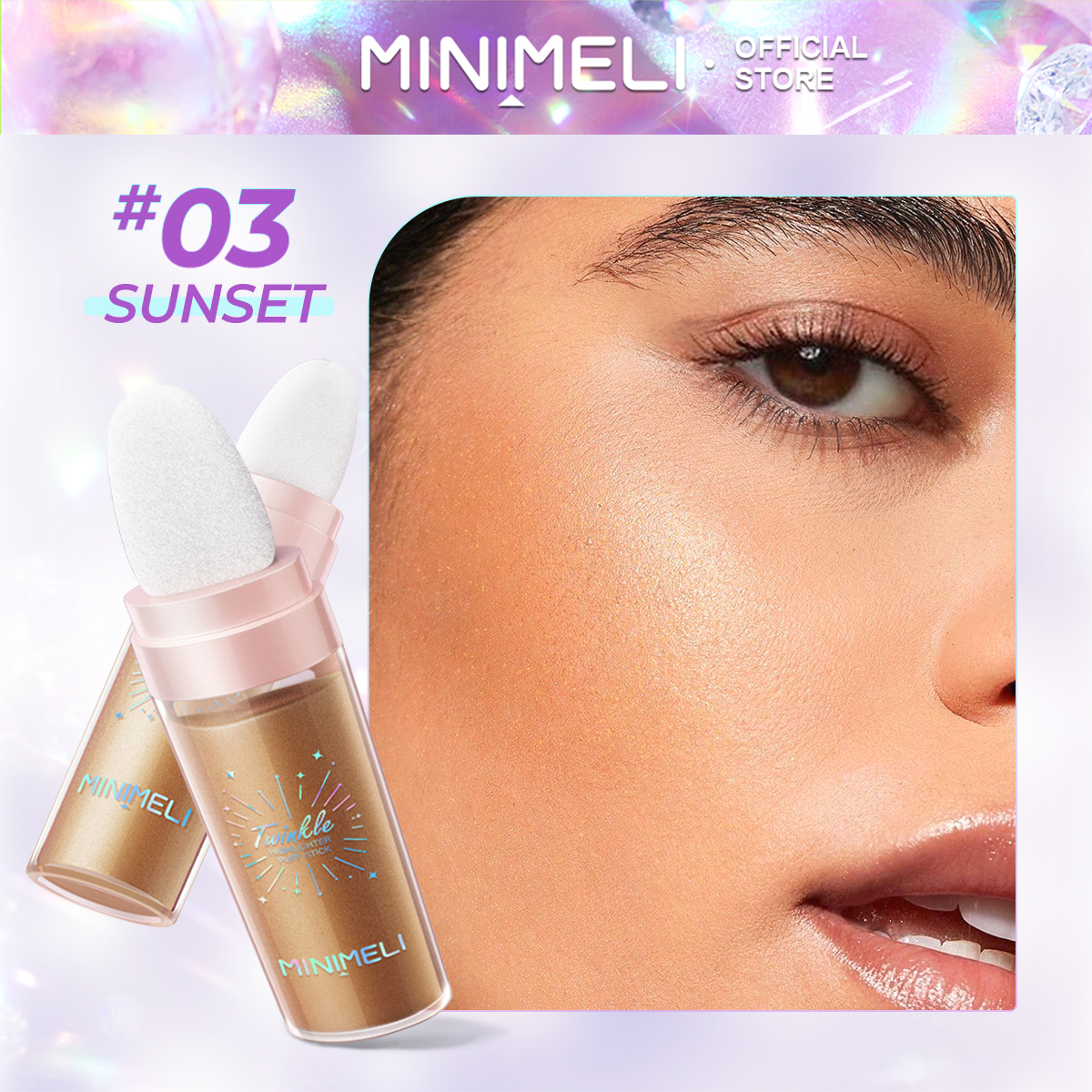 Mô tả Minimeli Highlighter Powder Long lanh Chống thấm nước Shimmer Blush Multi-Part Highlighting Women Face Body Beauty Makeup - 4