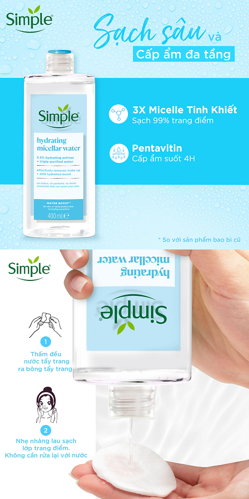 Nước Tẩy Trang sạch sâu và cấp ẩm cho da Simple Micellar Water 400ml | Shopee Việt Nam