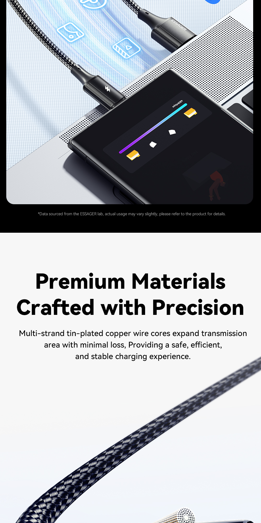 Mô tả Cáp Usb Essager 120W Type C cho dây sạc nhanh xiaomi 6A - 7
