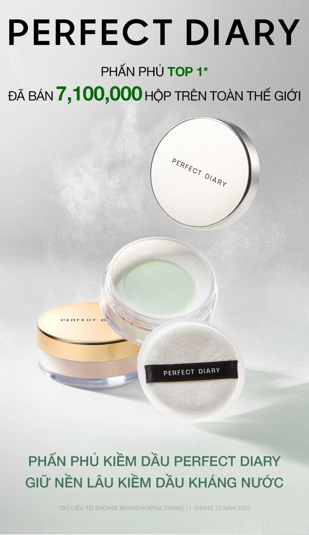 Mô tả 【NEW】Phấn phủ kiềm dầu Perfect Diary phiên bản nắp bạc mới giữ nền lâu 7g - 1