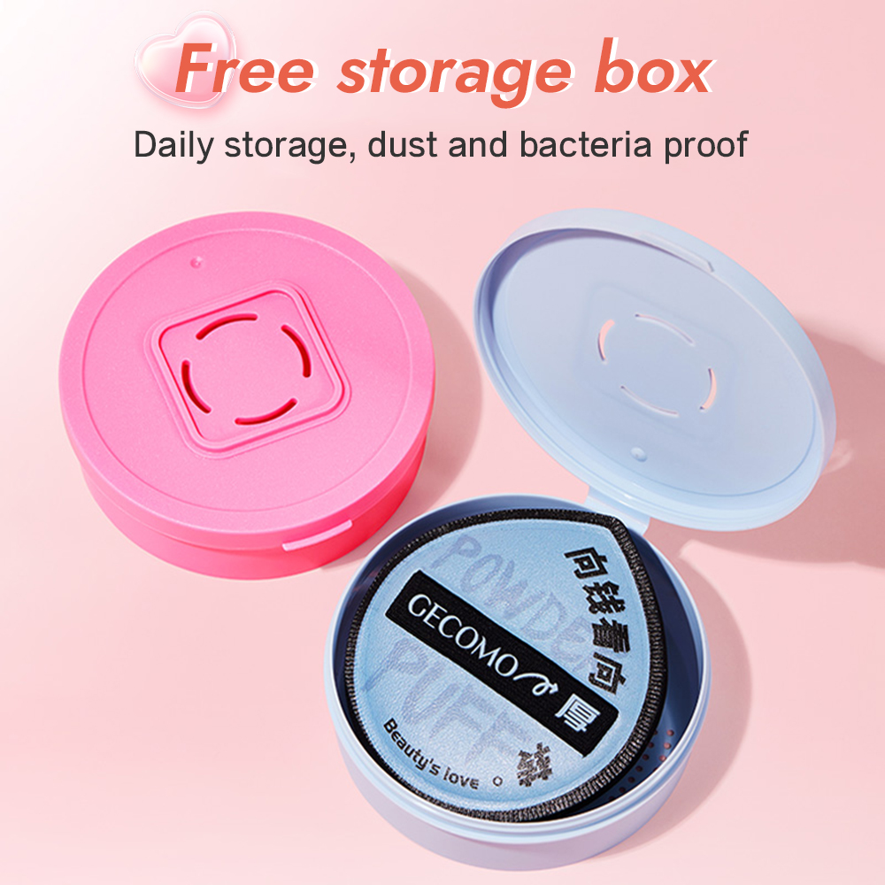 Mô tả Gecomo Dày XL Trang Điểm Puff, Chất Liệu Rubycell Mới Không Thấm Hút Kem Nền, Có Hộp Bảo Quản - 2