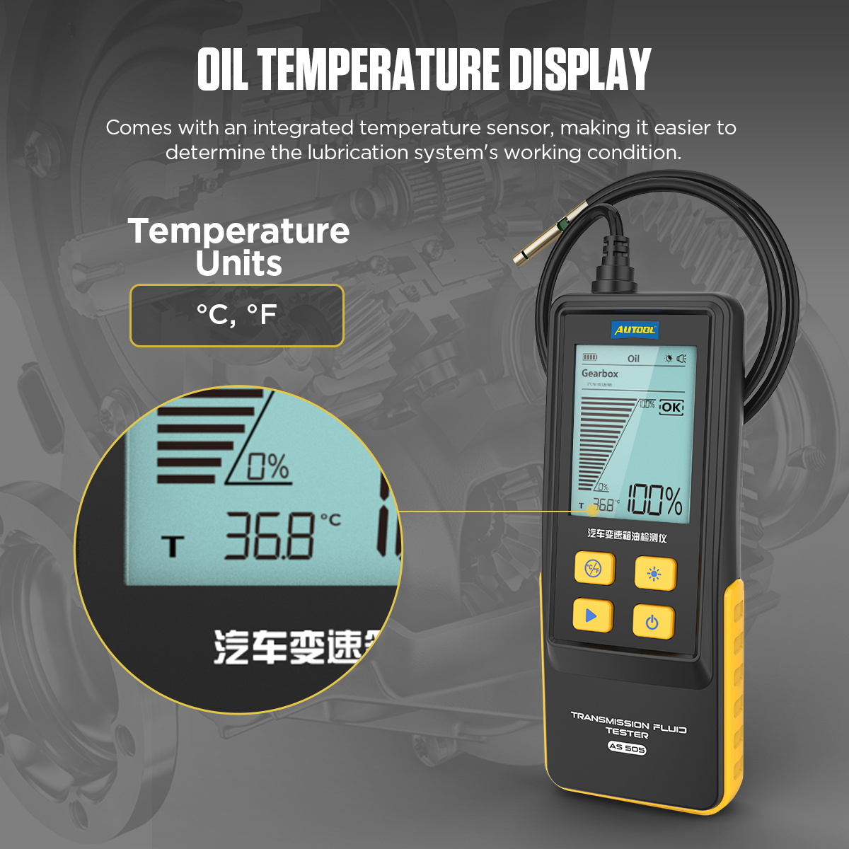 Mô tả AUTOOL AS505 ATF Trao Đổi Truyền Dầu Bút Thử Màn Hình Hiển Thị Kỹ Thuật Số Cho Xăng & Diesel Động Cơ Xe Truyền Động Dụng Cụ Sửa Chữa - 3