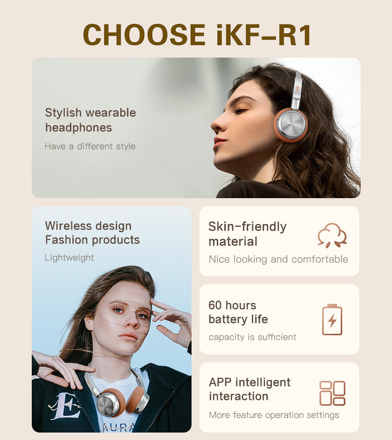 Tai nghe Bluetooth không dây cổ điển iKF R1 / R1-POP, Âm thanh HiFi ...