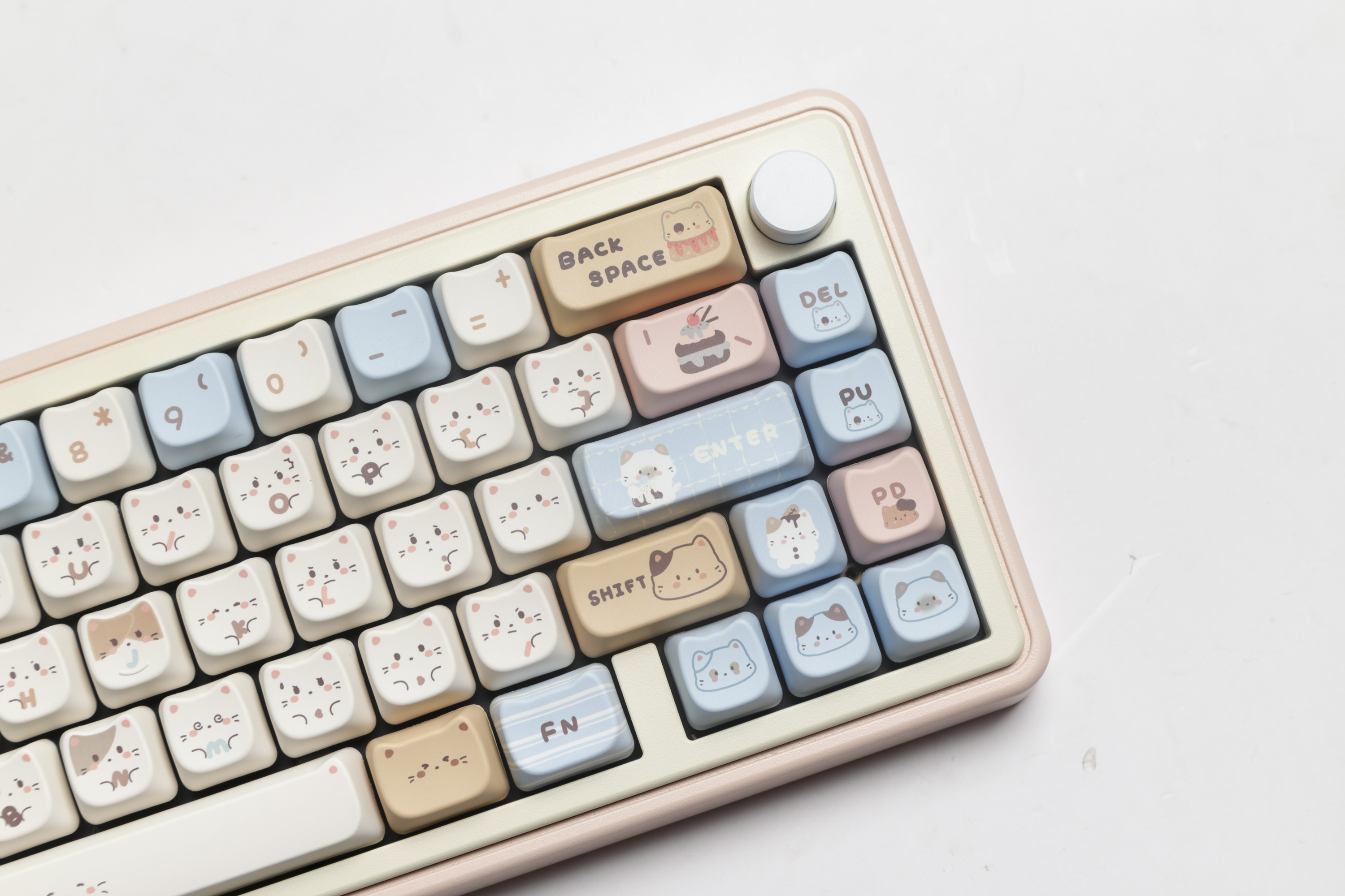 TYRIXKI PBT Keycaps 142 Keys Cute Keycaps Dye-Sublimation Sea Salt Cat