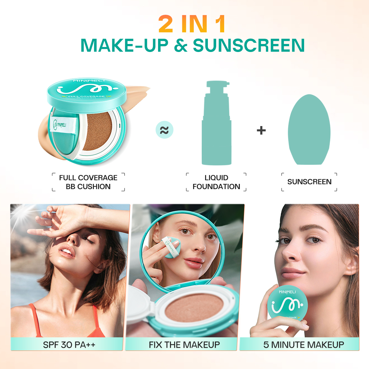 Mô tả Phấn Nước Kiểm Soát Dầu Minimeli BB Cushion Lâu Trôi 24H SPF 30 + + + PA Kem Nền Màu Be Cho Mặt - 3