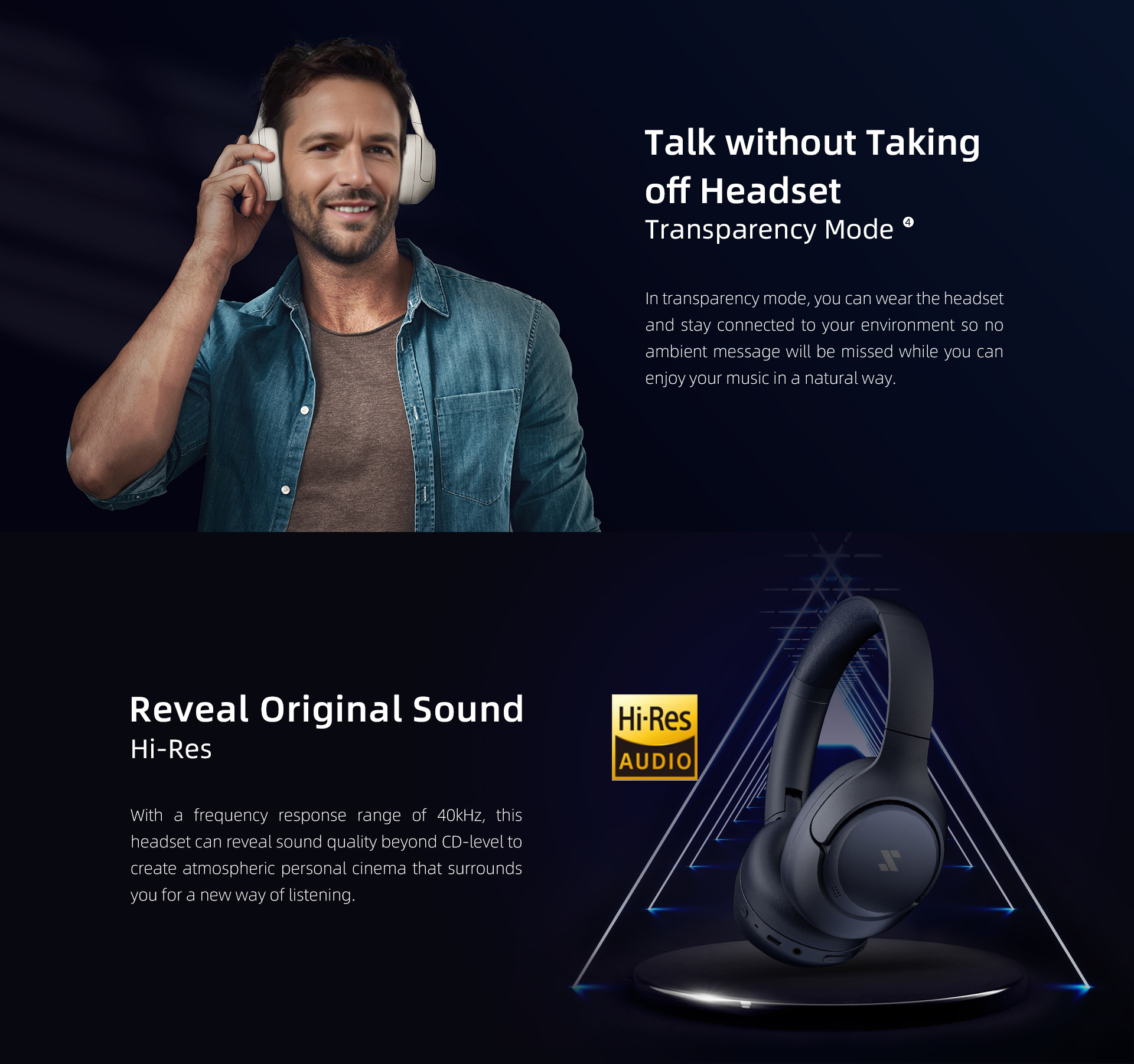 Mô tả Tai nghe không dây iSuper Sound Comfort ANC, Bluetooth 5.4, Âm thanh Hi-Res, Tai nghe khử tiếng ồn chủ động 43dB - 4