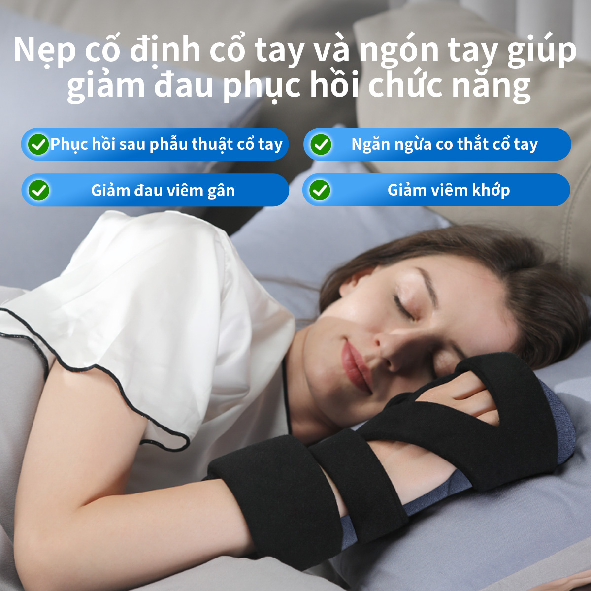 Mô tả Nẹp tay VELPEAU nghỉ ngơi đột quỵ Cố định ban đêm Nẹp cổ tay với hỗ trợ ngón tay Ổn định ngón tay cái Bọc cơ tay Phục hồi chức năng Viêm khớp Viêm gân Đau ống cổ tay - 1