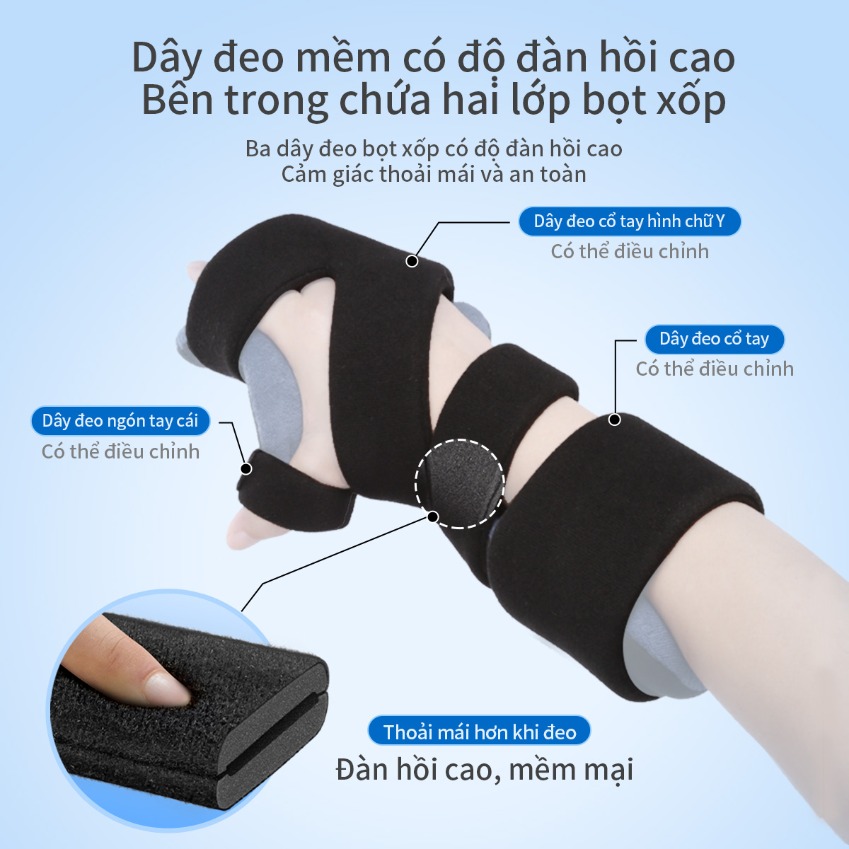 Mô tả Nẹp tay VELPEAU nghỉ ngơi đột quỵ Cố định ban đêm Nẹp cổ tay với hỗ trợ ngón tay Ổn định ngón tay cái Bọc cơ tay Phục hồi chức năng Viêm khớp Viêm gân Đau ống cổ tay - 4