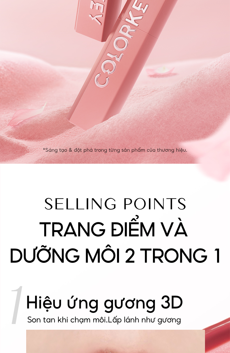 Mô tả Son môi dưỡng ẩm bóng trang điểm 2 trong 1 COLORKEY 3g - 2