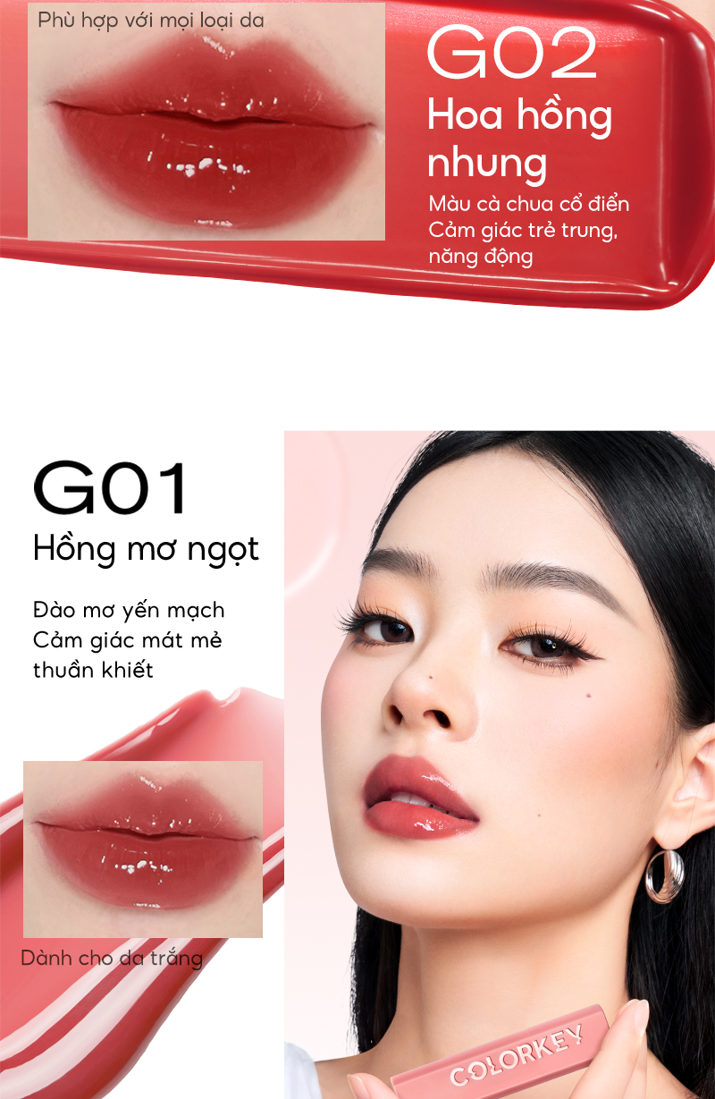 Mô tả Son môi dưỡng ẩm bóng trang điểm 2 trong 1 COLORKEY 3g - 8