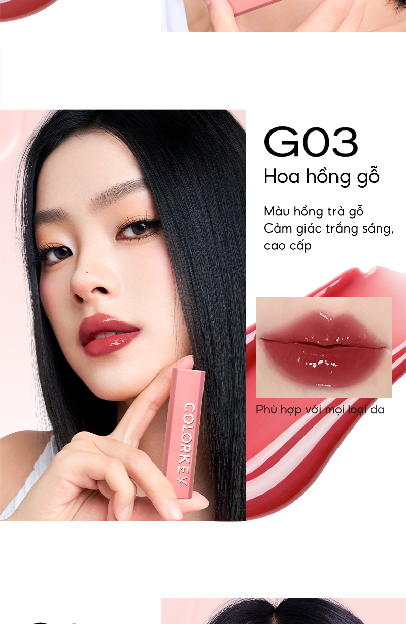 Mô tả Son môi dưỡng ẩm bóng trang điểm 2 trong 1 COLORKEY 3g - 9