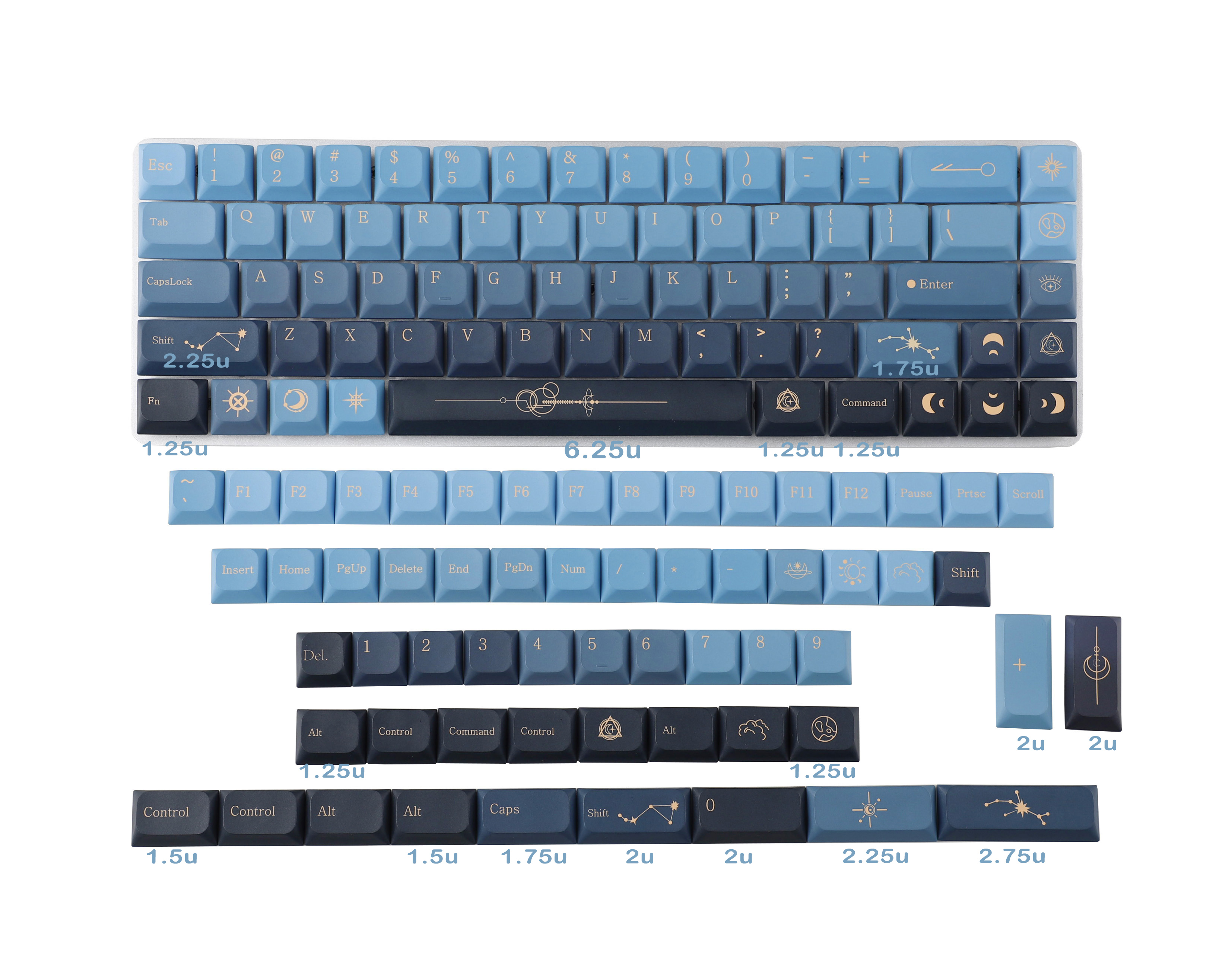 127 124 Siêu mỏng Mx Low Profile Dye Sub PBT Keycaps Cho Mx 61 64 68 75 ...