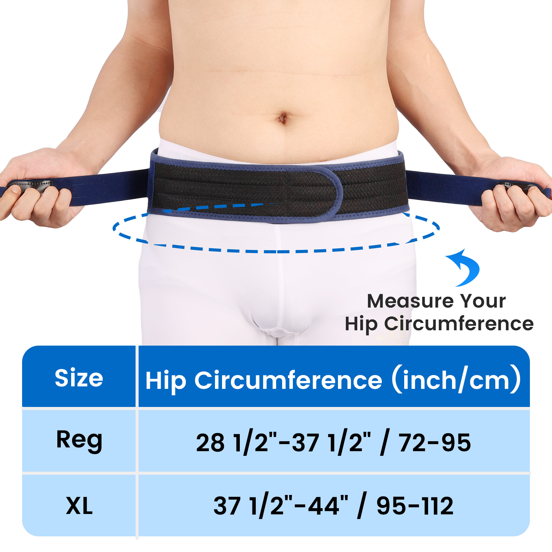 Mô tả Velpeau Sacroiliac Si Joint Hip Belt dành cho nam và nữ Hỗ trợ lưng dưới chống trượt cho đau thần kinh tọa, vùng chậu, giảm đau thắt lưng - 7