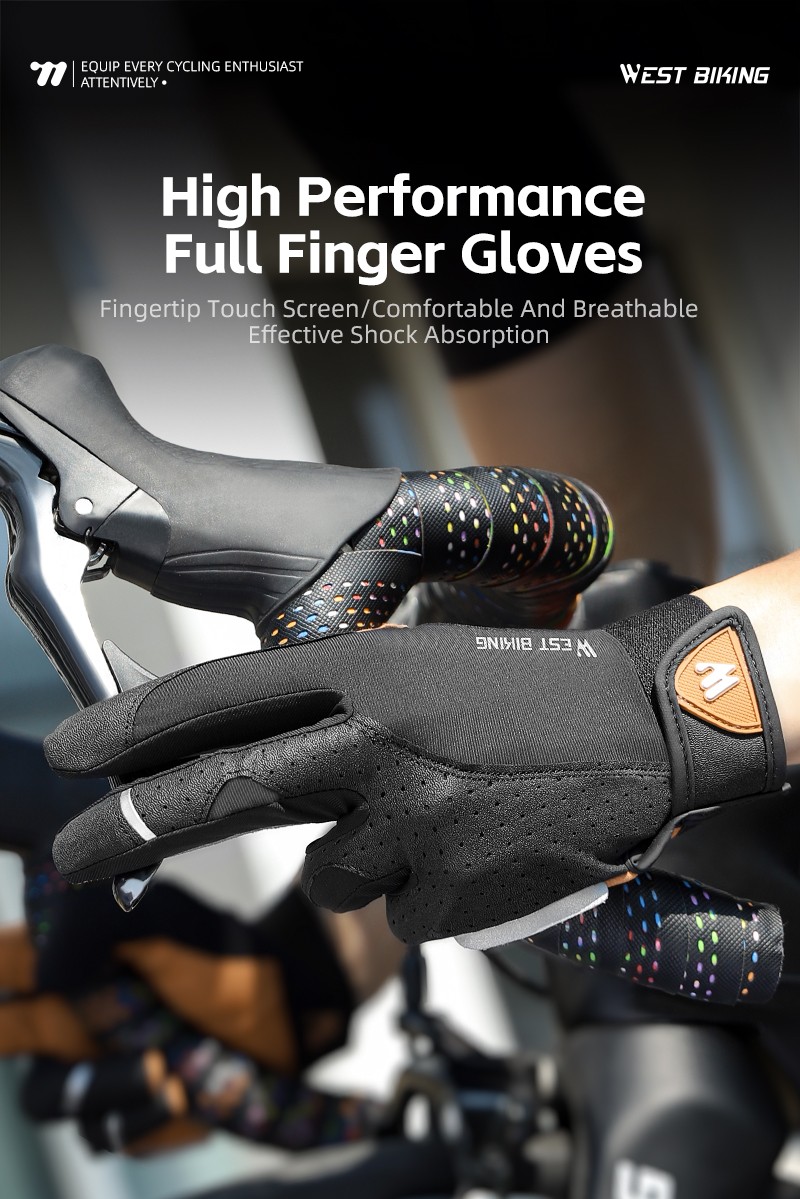 Mô tả WEST BIKING - Găng tay đi xe đạp thể thao ngoài trời, Full Finger, MTB, Xe máy, Chống sốc, Thoáng khí - 1
