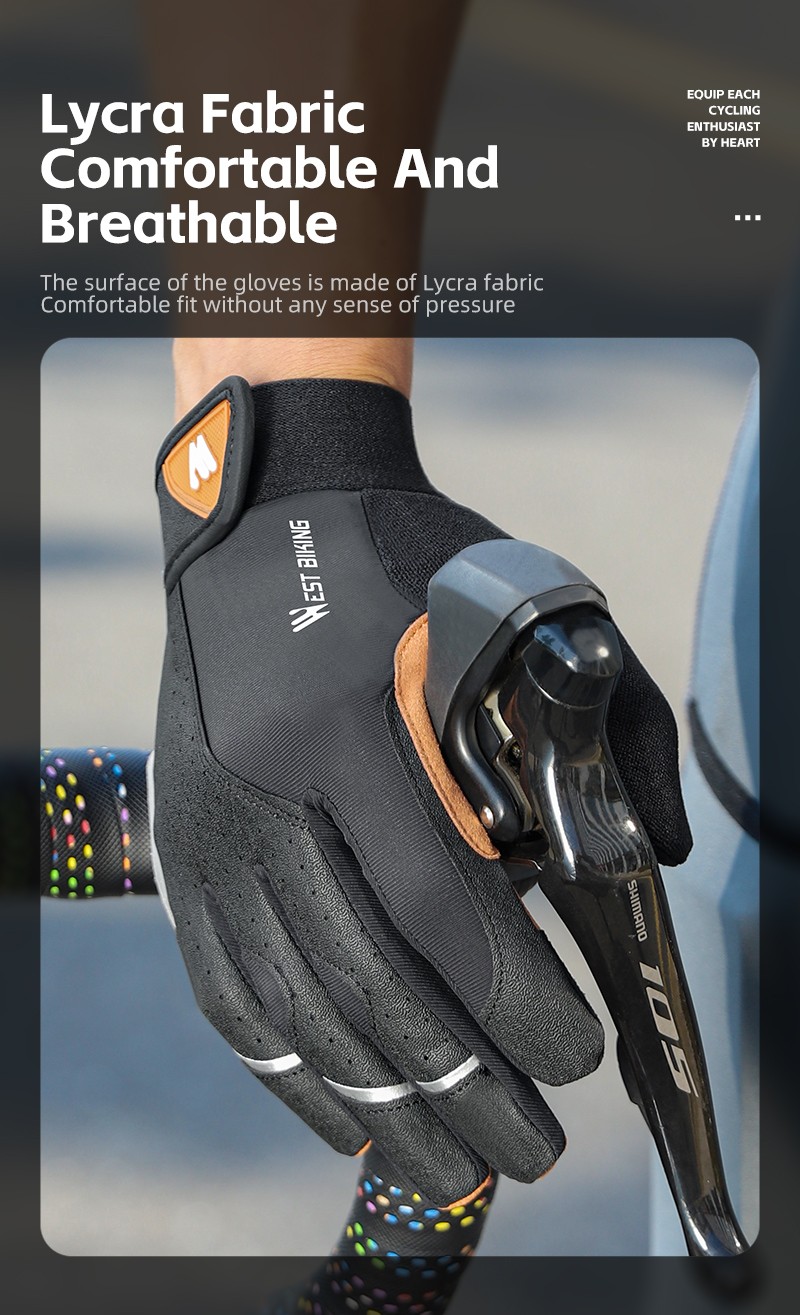 Mô tả WEST BIKING - Găng tay đi xe đạp thể thao ngoài trời, Full Finger, MTB, Xe máy, Chống sốc, Thoáng khí - 4